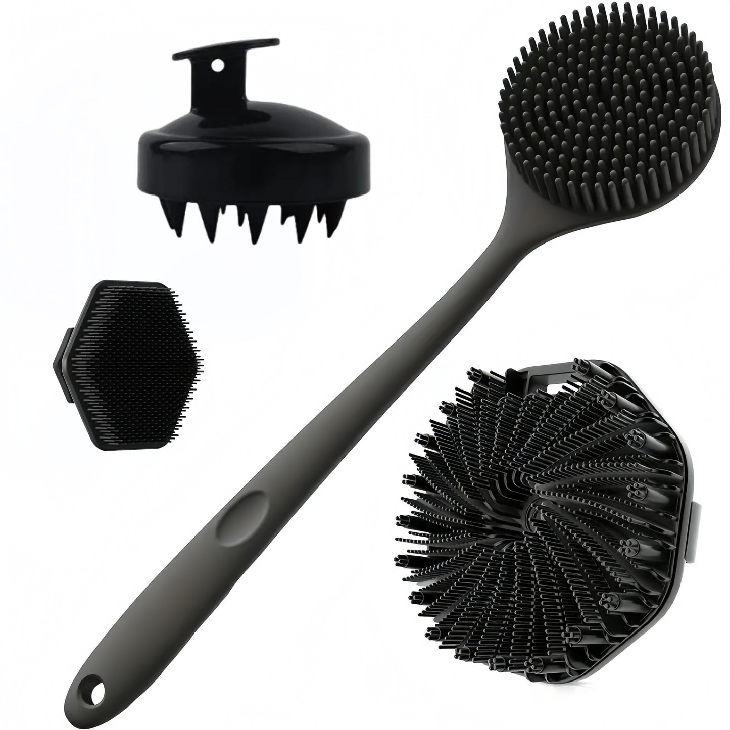 Silicone Bath Brush 4-Piece Set