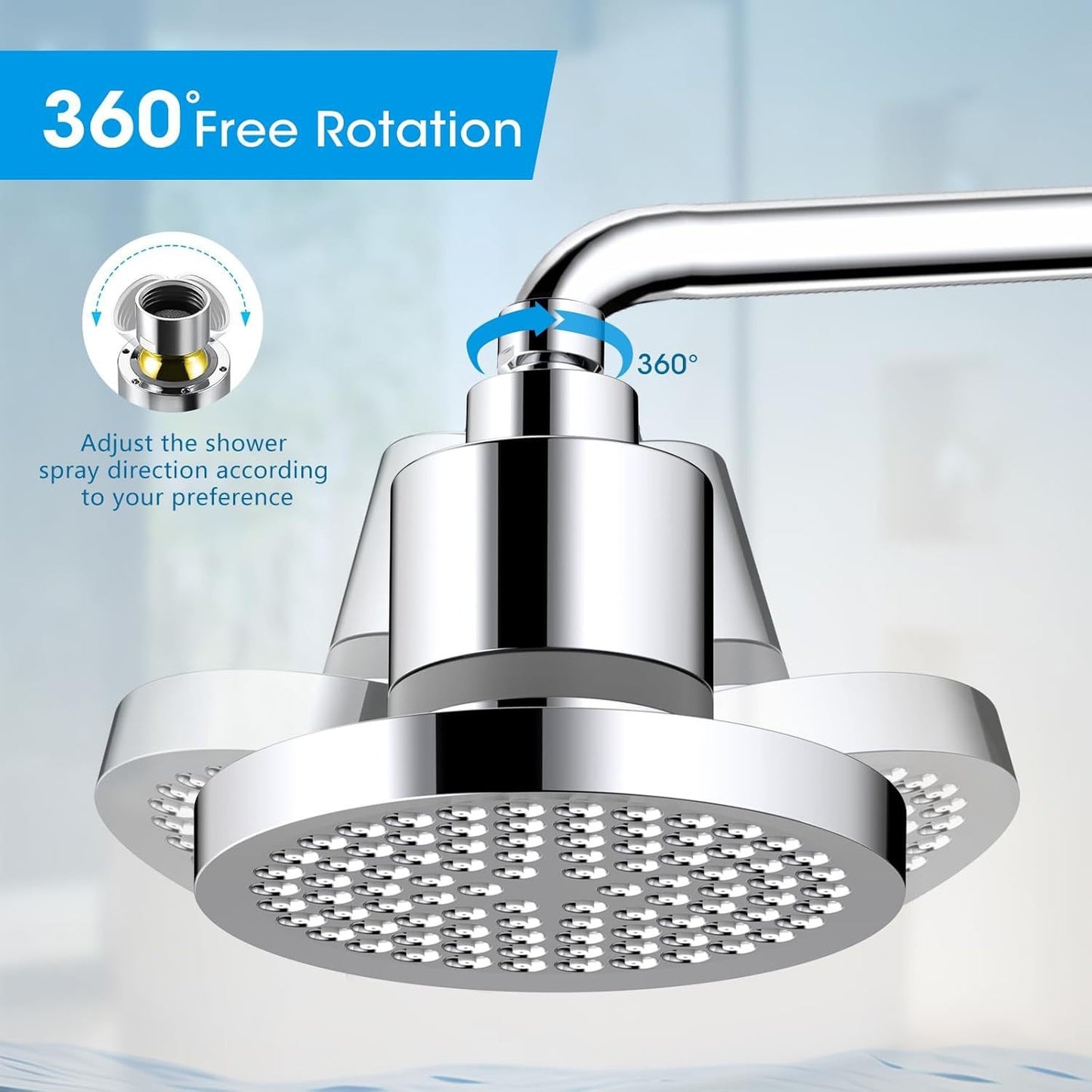 6-inch Round Shower Head with Chlorine Filter