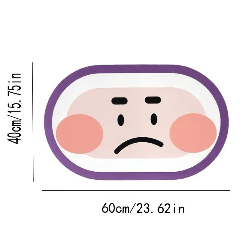 Cute Expression Diatom Mud Anti-Skid Bathroom Mat 15.75"x23.62"