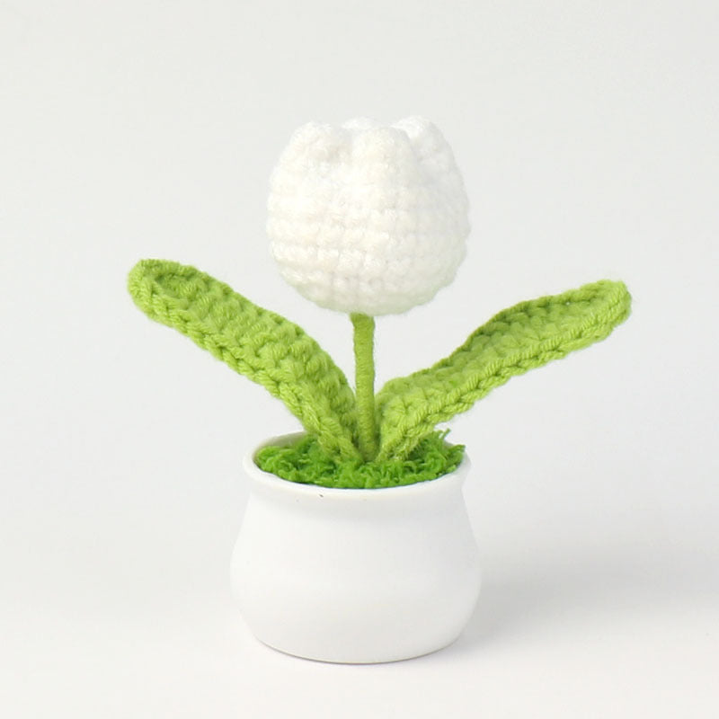 Handcrafted Crochet Tulip Mini Potted Plant Decor