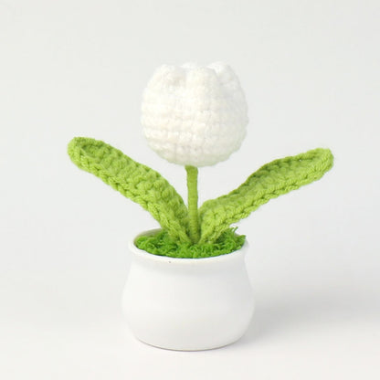 Handcrafted Crochet Tulip Mini Potted Plant Decor