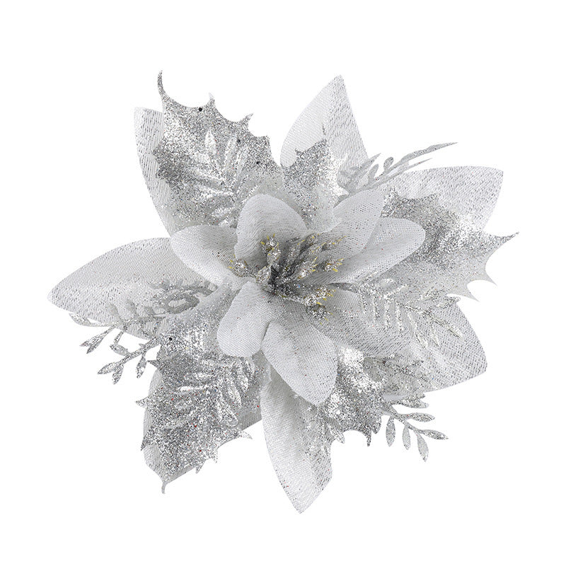 15CM Christmas Gold Glitter Hollow 3D Flower DIY Decor