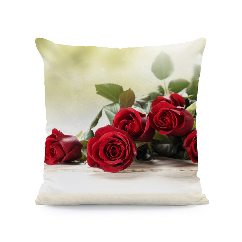 Flower Print Soft Square Pillow Cover