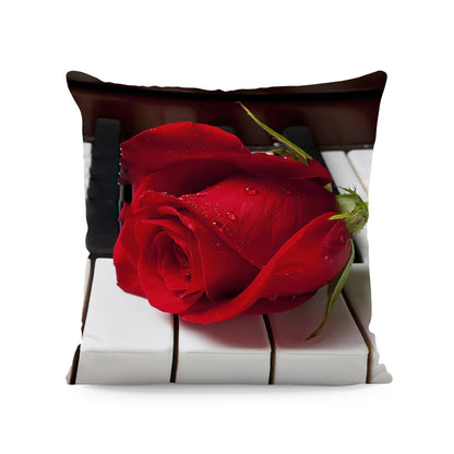 Flower Print Soft Square Pillow Cover