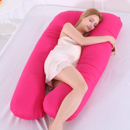 U-Shaped Pure Cotton Maternity Pillow in Solid Color