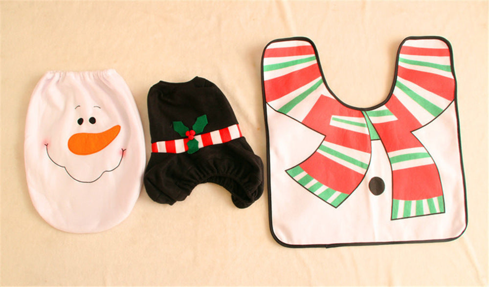 Waterproof Shower Curtain and Snowman Toilet Set