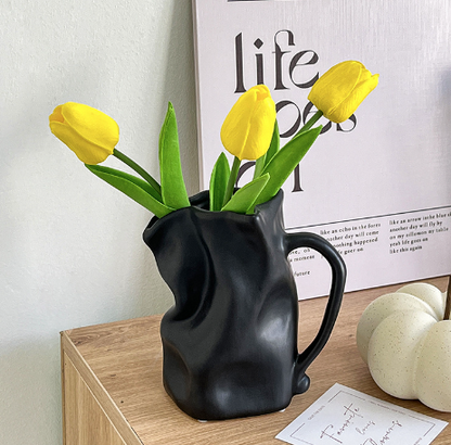 Ceramic Vase - Wrinkled Design in Dirty Colors (One)