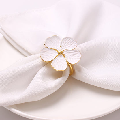 New White Floral Napkin Ring with Five Petals