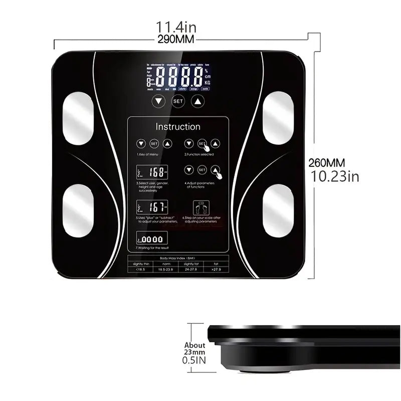 Electronic Smart Weight and Fat Scale with LCD Display