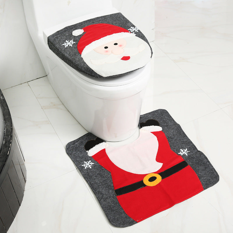 Waterproof Shower Curtain and Snowman Toilet Set