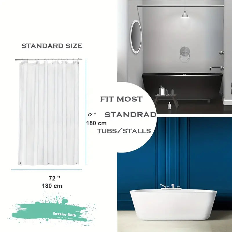Clear PEVA Shower Curtain with Hooks and Magnets (1pc)