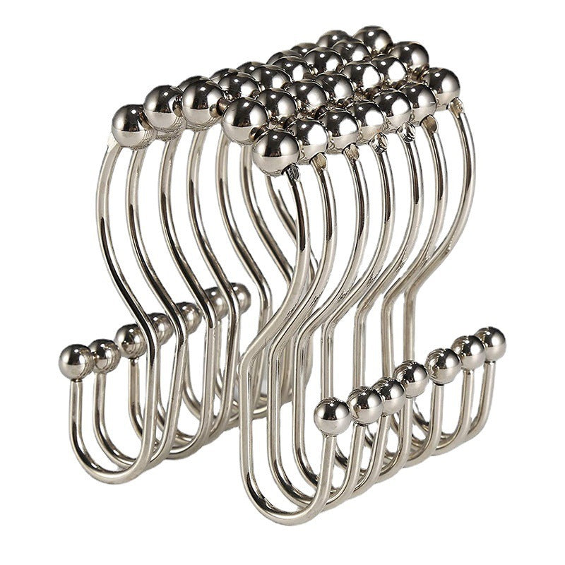 Stainless Steel Double Hook Curtain Clips for Bathroom