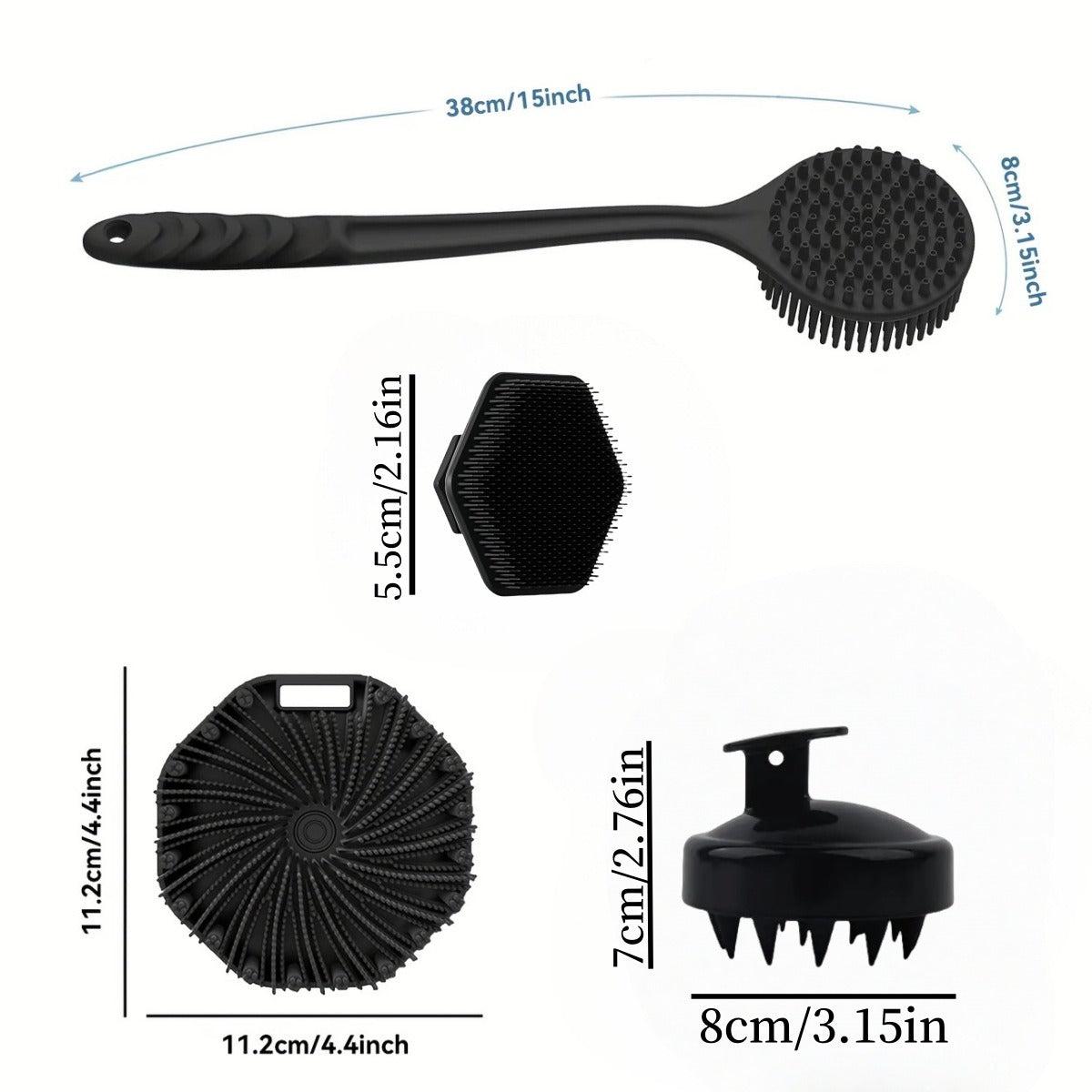 Silicone Bath Brush 4-Piece Set