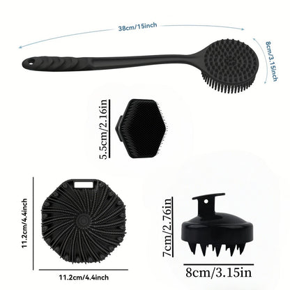 Silicone Bath Brush 4-Piece Set