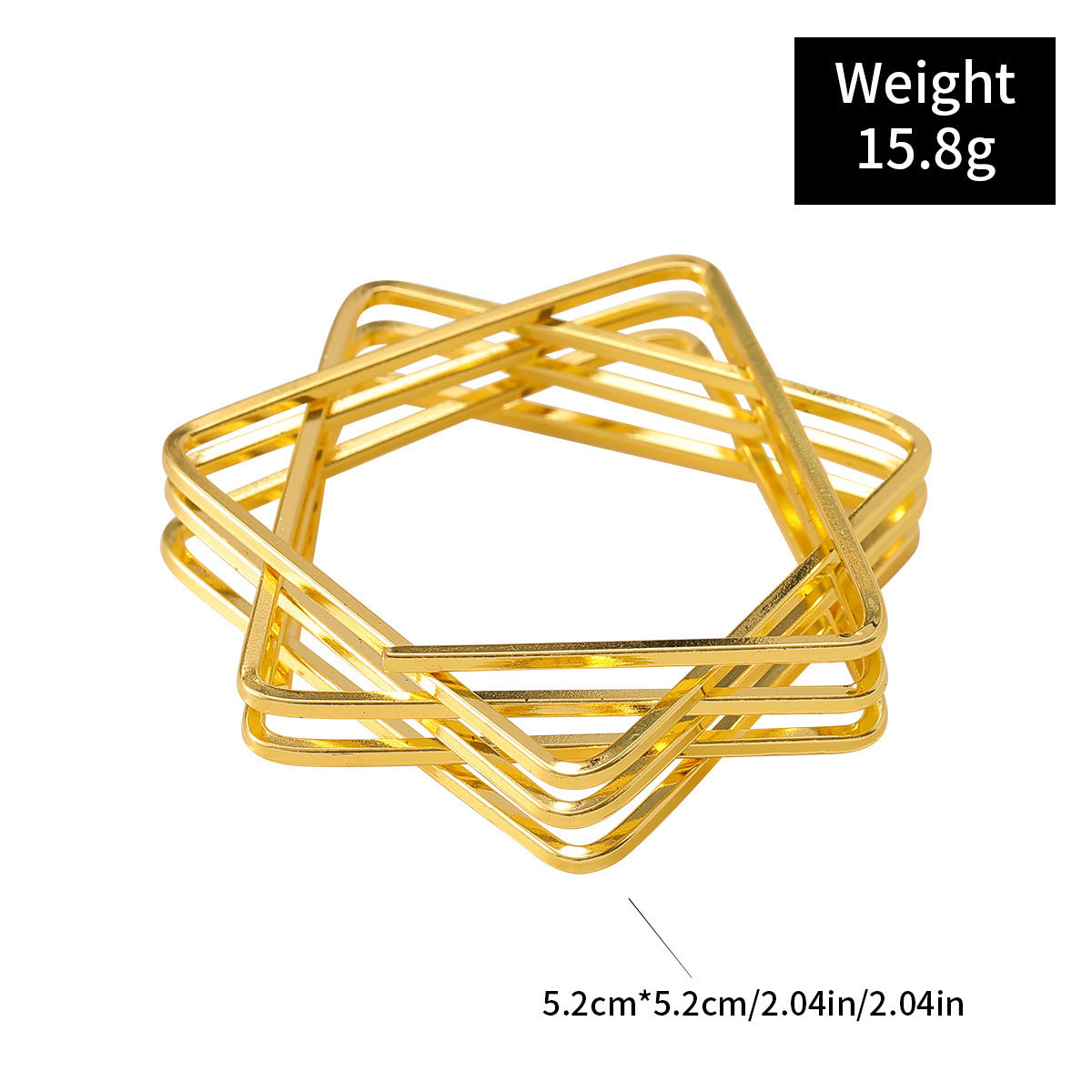 Geometric Star Napkin Rings - Hollow Metal Design