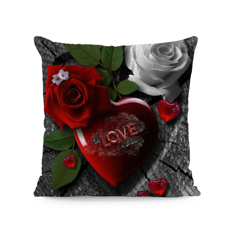 Flower Print Soft Square Pillow Cover