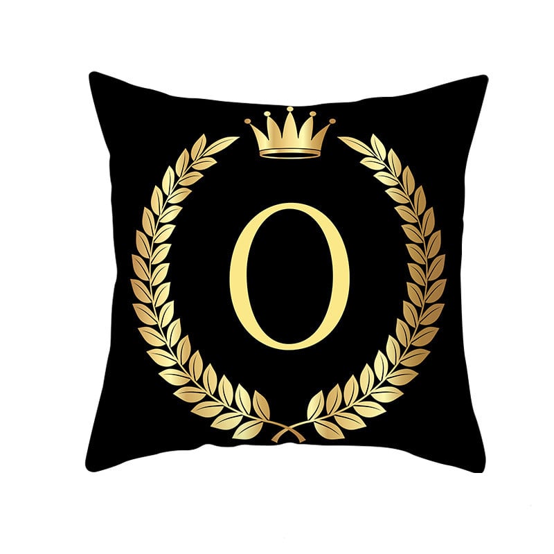 Custom Black Gold Letter Peach Skin Pillowcase Cushion