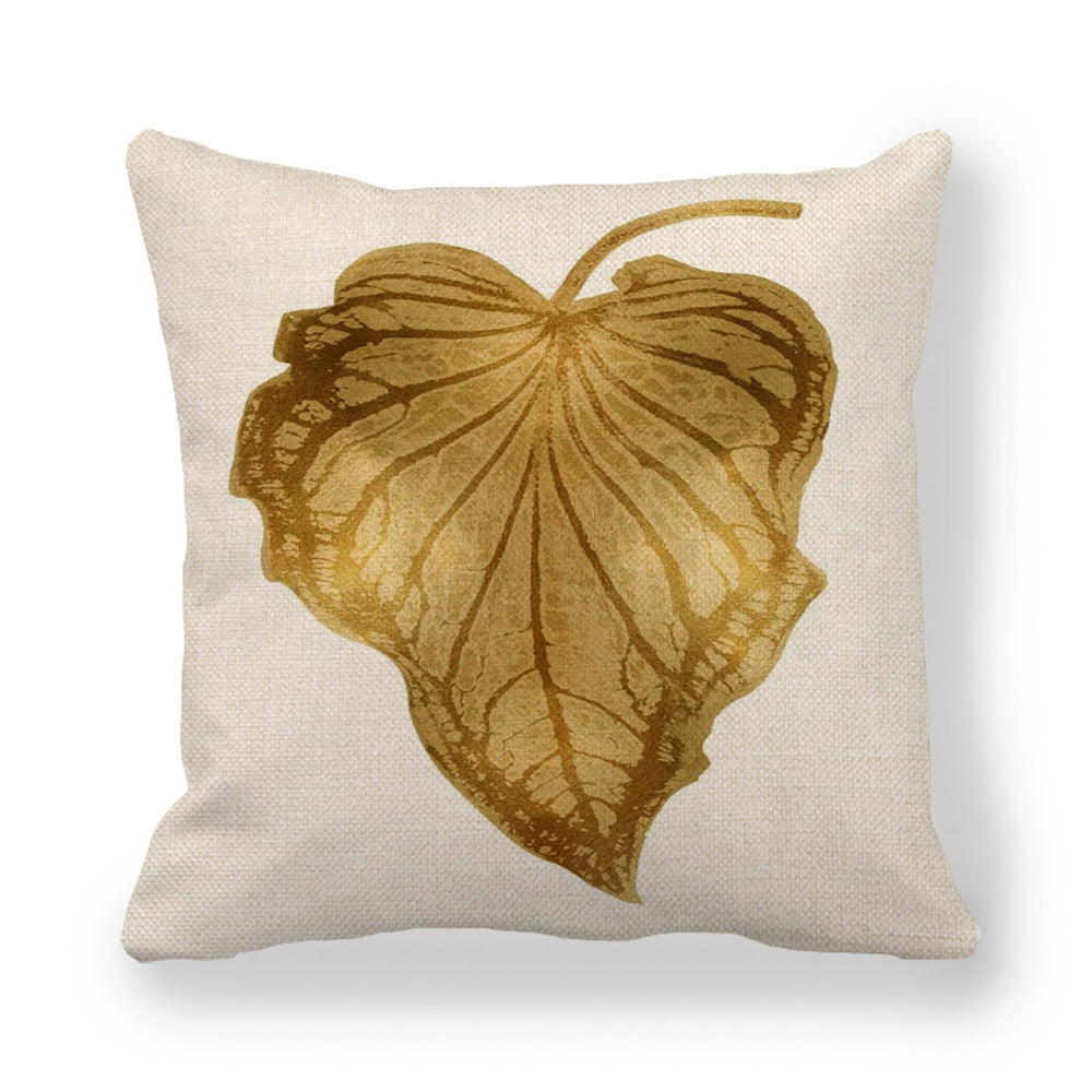 Golden Palm Leaf Watercolor Oil Painting Pillowcase