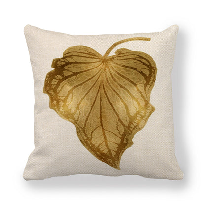 Golden Palm Leaf Watercolor Oil Painting Pillowcase