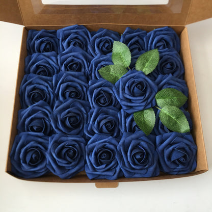 Colorful Foam PE Rose Flowers with Stem and Leaves (25 pcs)