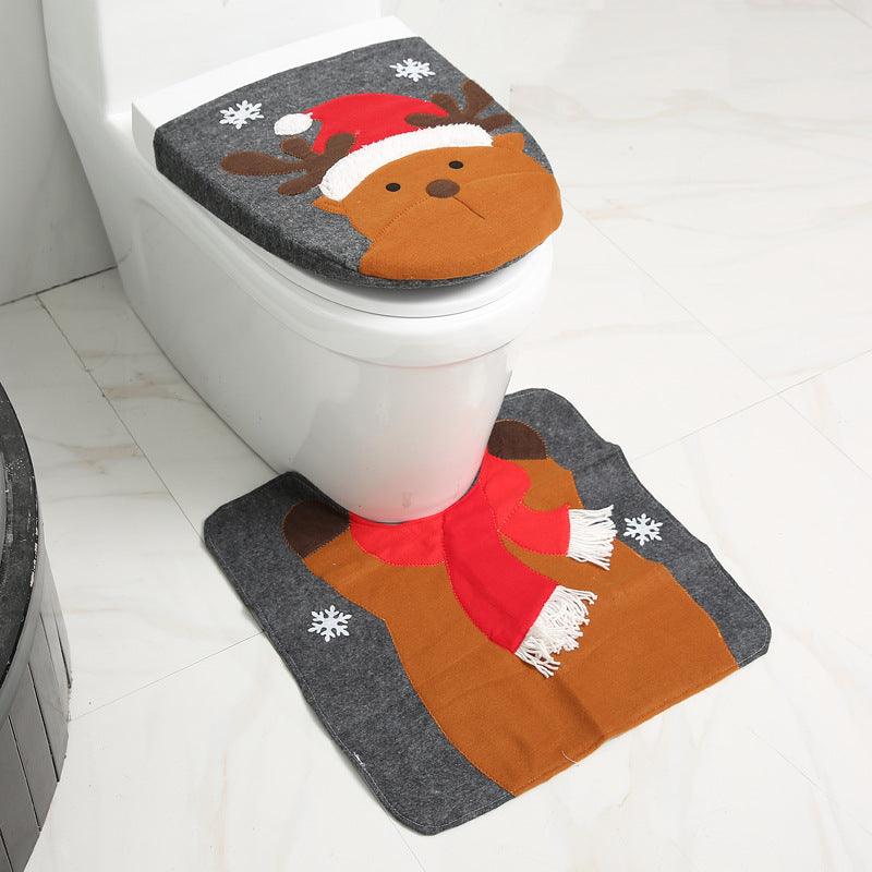 Waterproof Shower Curtain and Snowman Toilet Set