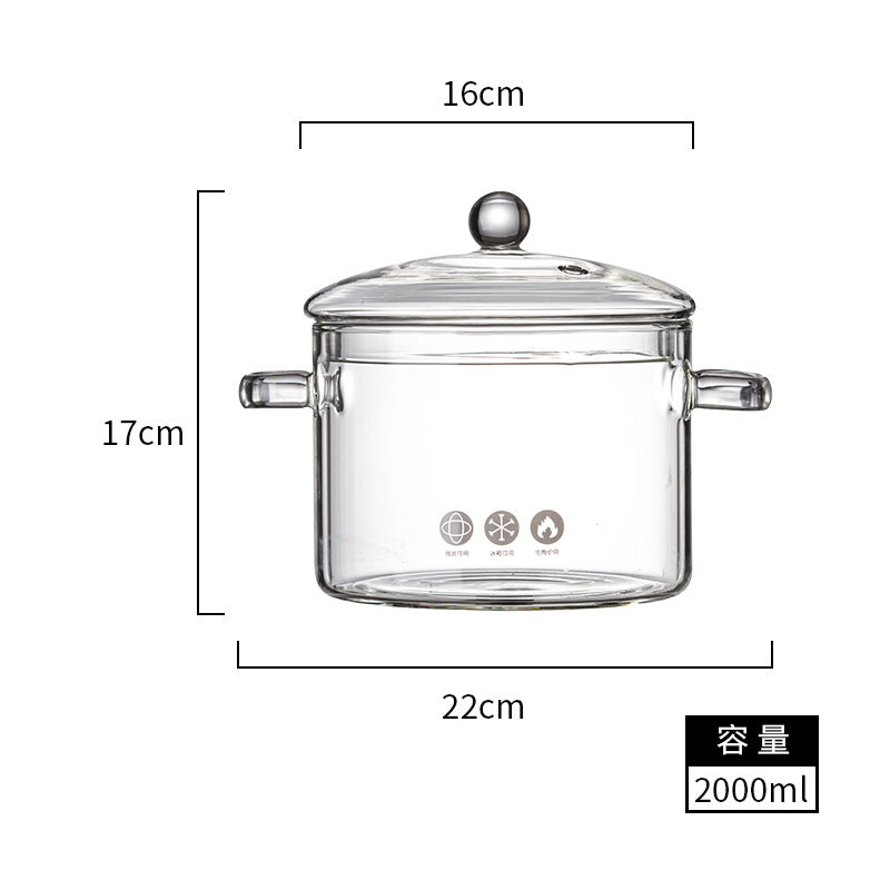 Glass Double-Handled Soup Pot with Electric Stove