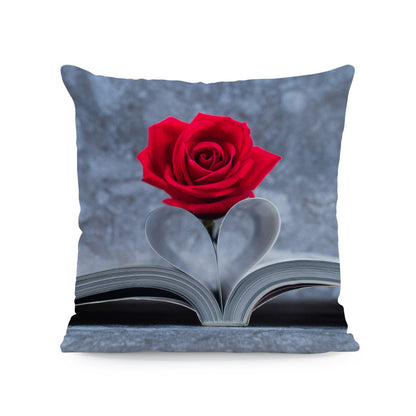 Flower Print Soft Square Pillow Cover