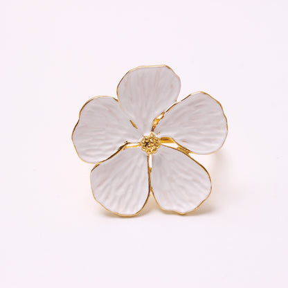 New White Floral Napkin Ring with Five Petals