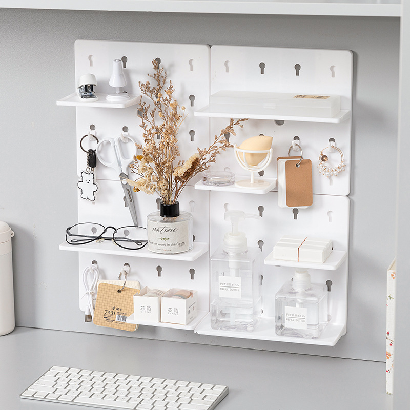 Adhesive Plastic Pegboard Wall Organizer – No-Drill Partition Storage Rack