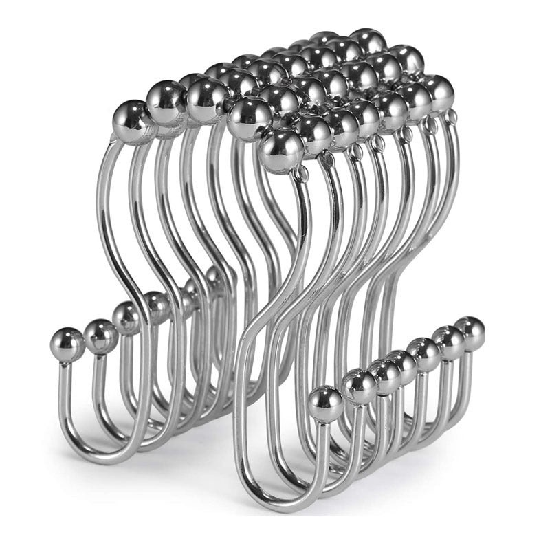 Stainless Steel Double Hook Curtain Clips for Bathroom
