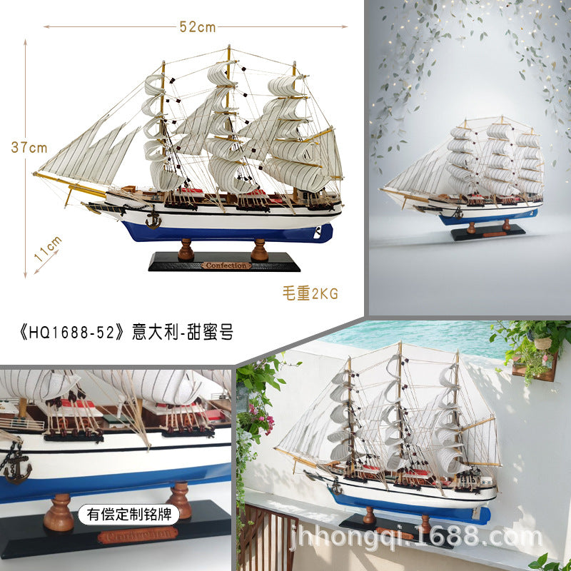 Sailing Ship Model - Real Wood Craft for Home Decor