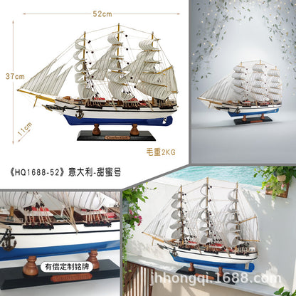 Sailing Ship Model - Real Wood Craft for Home Decor