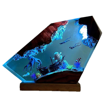 Giant Octopus Diver Resin Lamp