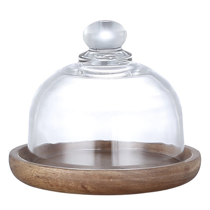 Mini Dessert Display Tray with Glass and Wood Base