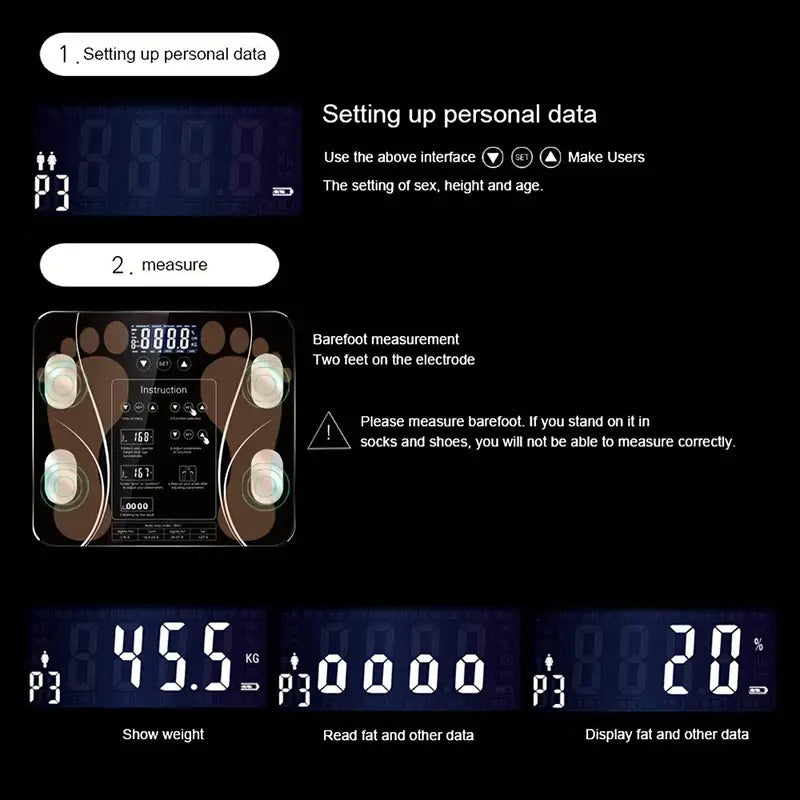 Electronic Smart Weight and Fat Scale with LCD Display