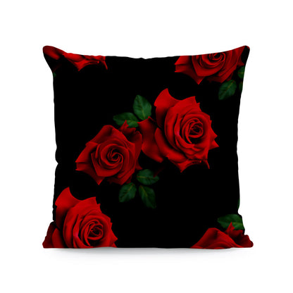 Flower Print Soft Square Pillow Cover