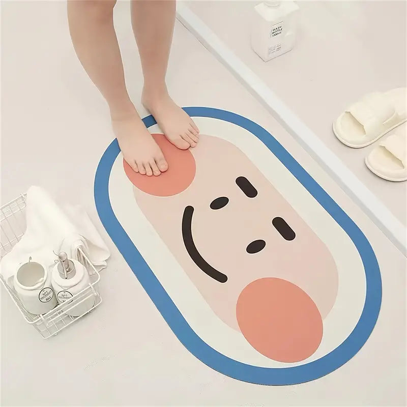 Cute Expression Diatom Mud Anti-Skid Bathroom Mat 15.75"x23.62"