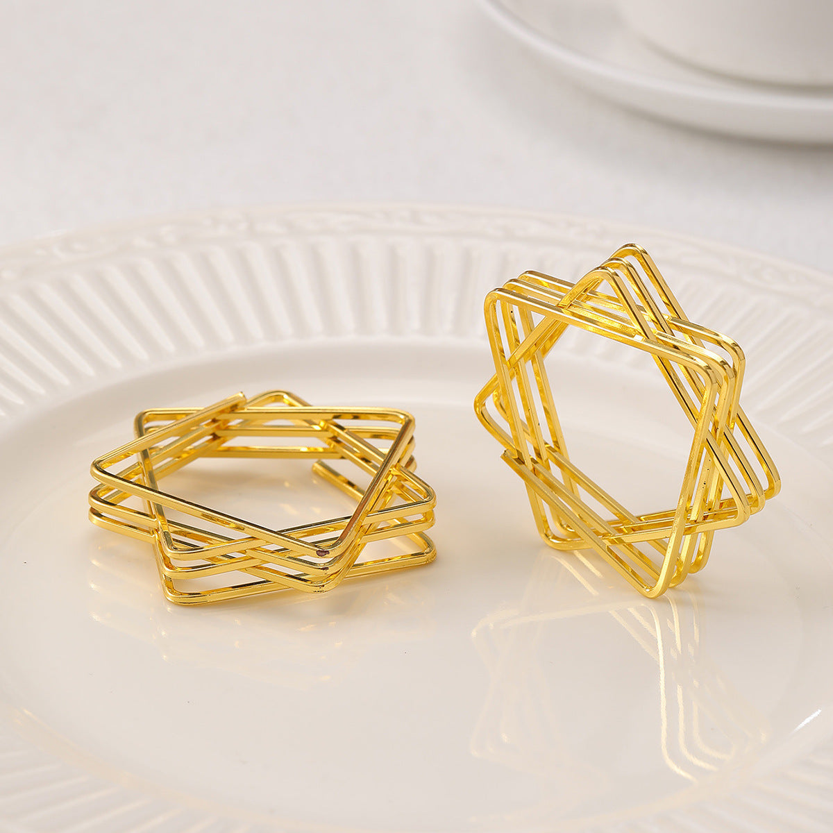 Geometric Star Napkin Rings - Hollow Metal Design