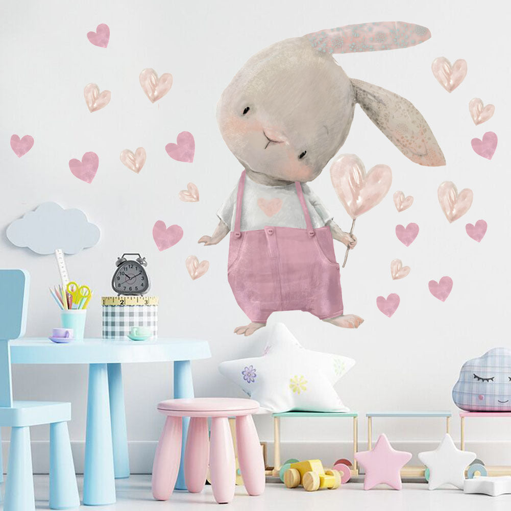 Kawaii Bunny Hearts Wall Stickers for Kids' Rooms