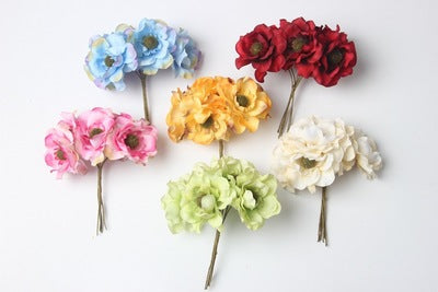 Silk Rose Camellia Bouquet for DIY Headpieces and Arrangements