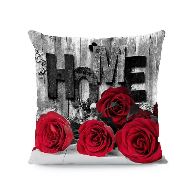 Flower Print Soft Square Pillow Cover