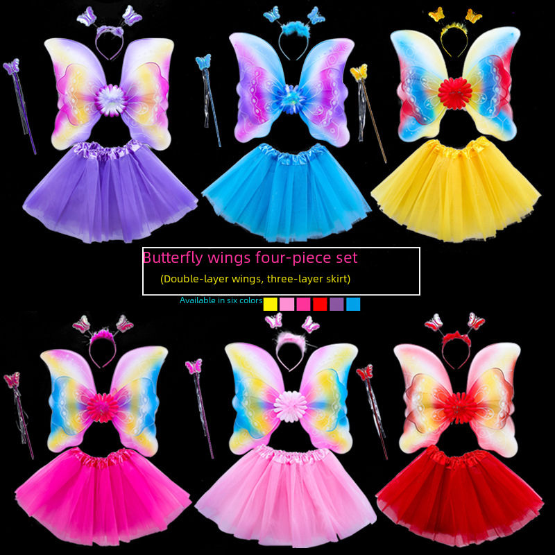 Children's Angel Wings & Colorful Butterfly Wing Set