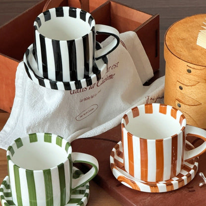 Minimalist European Ceramic Mug & Saucer Set