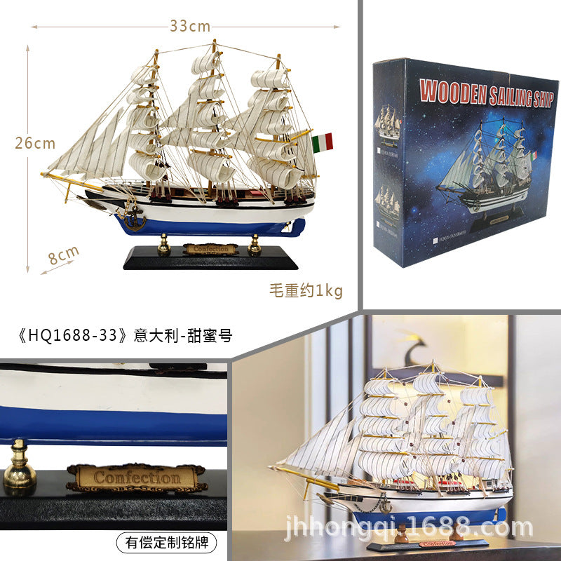 Sailing Ship Model - Real Wood Craft for Home Decor