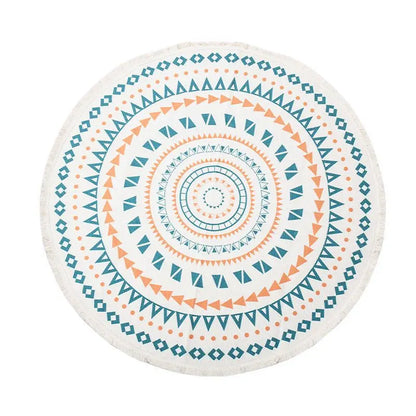Bohemian Round Indoor Rug - Soft Washable Area Mat