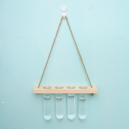 3-Layer Solid Wood Hydroponic Glass Vase Wall Decor