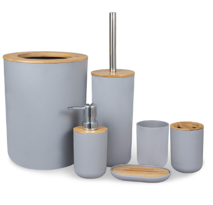 Set of 4 Bathroom Toiletries with Bamboo Cover (350ml)