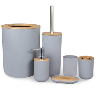 Set of 4 Bathroom Toiletries with Bamboo Cover (350ml)
