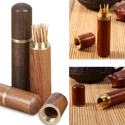 Portable Wooden Toothpick Holder for Living Room Use