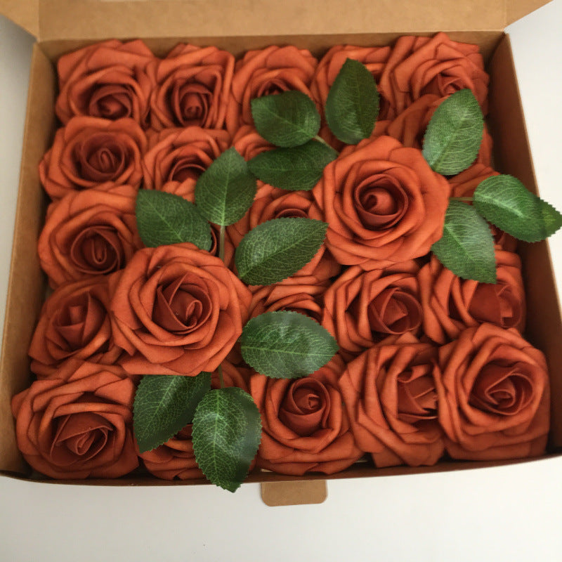 Colorful Foam PE Rose Flowers with Stem and Leaves (25 pcs)